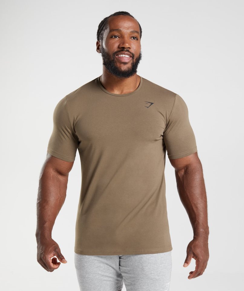 Men\'s Gymshark Essential T-Shirts Brown | CA 65A78D